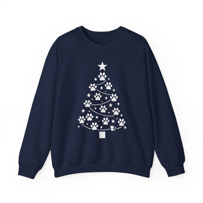 Paw Christmas Tree Women's Sweatshirt, Pet Lover Holiday Sweater