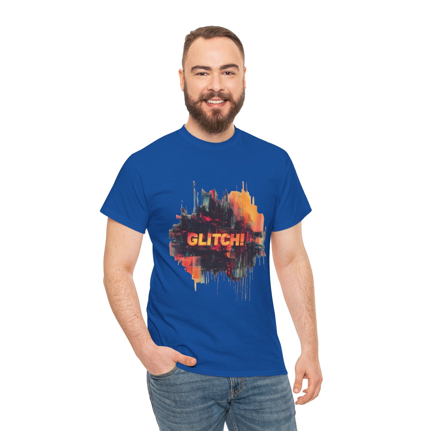 Glitch Art Unisex Heavy Cotton Tee, Trendy Graphic Top, Gift for Tech Lovers, Abstract Street Style Graphic Tee,Techcore Aesthetic Shirt