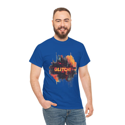 Glitch Art Unisex Heavy Cotton Tee, Trendy Graphic Top, Gift for Tech Lovers, Abstract Street Style Graphic Tee,Techcore Aesthetic Shirt