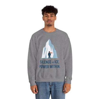 Men's Heavy Blend™ Crewneck Sweatshirt, Silence of Ice Power Within Sweatshirt, Nordic Iceberg Minimalist Pullover
