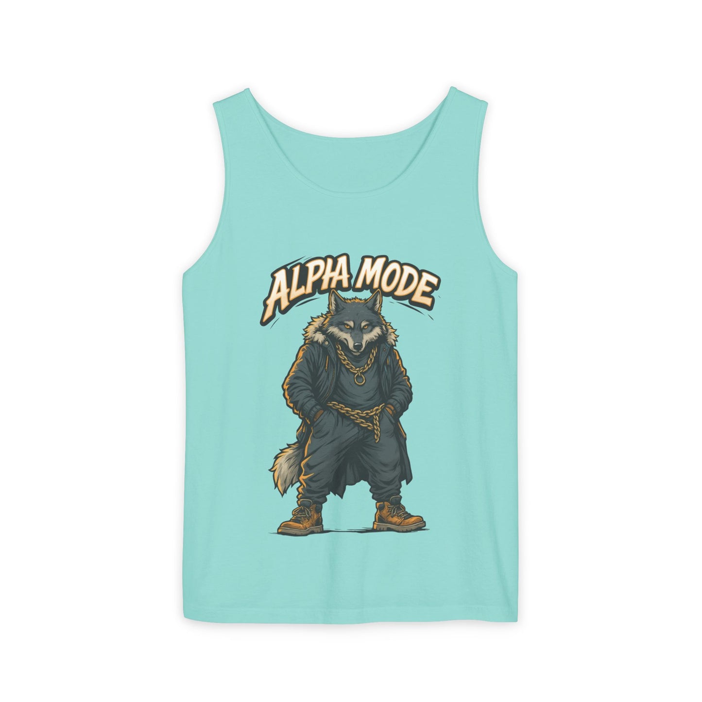 Alpha Mode Wolf Tank Top, Mens Hip Hop Gym Tank, Cool Streetwear Muscle Tank, Savage Wolf Graphic Top, Alpha Male Workout Shirt, Beachwear