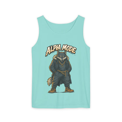Alpha Mode Wolf Tank Top, Mens Hip Hop Gym Tank, Cool Streetwear Muscle Tank, Savage Wolf Graphic Top, Alpha Male Workout Shirt, Beachwear