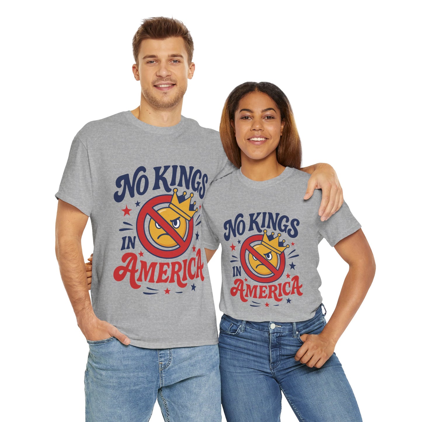 No Kings in America Unisex T-Shirt - Funny Patriotic Anti Monarchy Tee - 4th of July USA Shirt, Political Rallies, Statement Wear