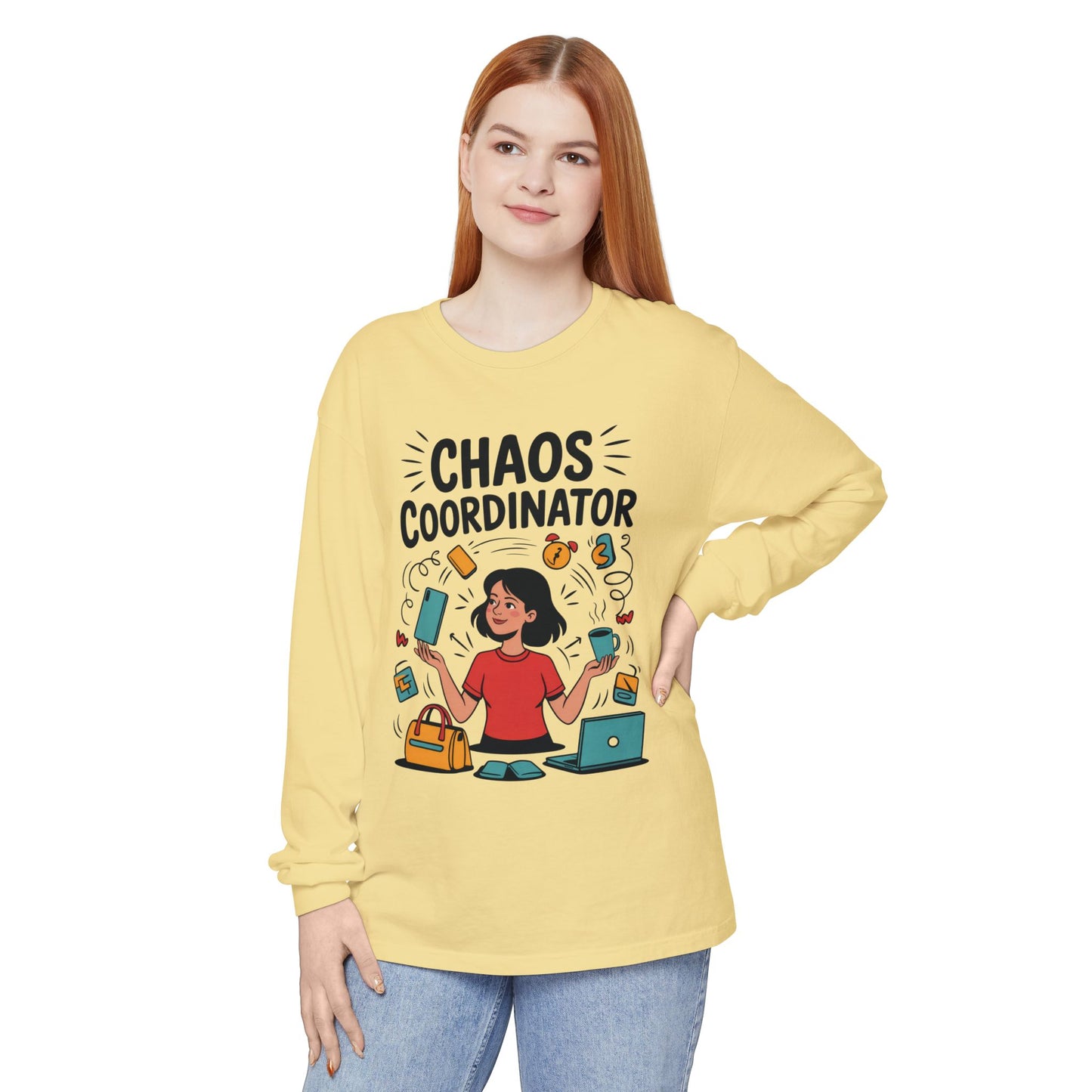 Chaos Coordinator Women's Long Sleeve, Mom Life Graphic Long Sleeve, Gift for Busy Moms, Multitasking Mom Gift, Cute Mother's Day Gift