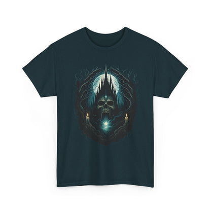 Gothic Skull Castle Men's T-Shirt, Dark Horror Haunted Night Graphic Tee, Halloween Shirt