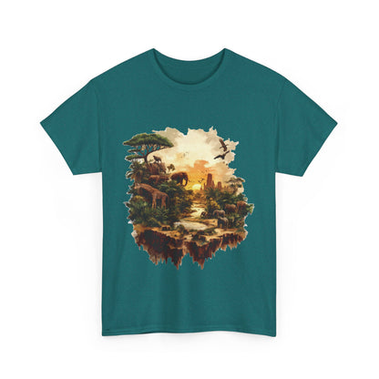 Safari Sunset Animal Print T-Shirt, Jungle Wildlife Graphic Tee , African Nature Unisex Heavy Cotton Shirt, Gift for Nature Lovers