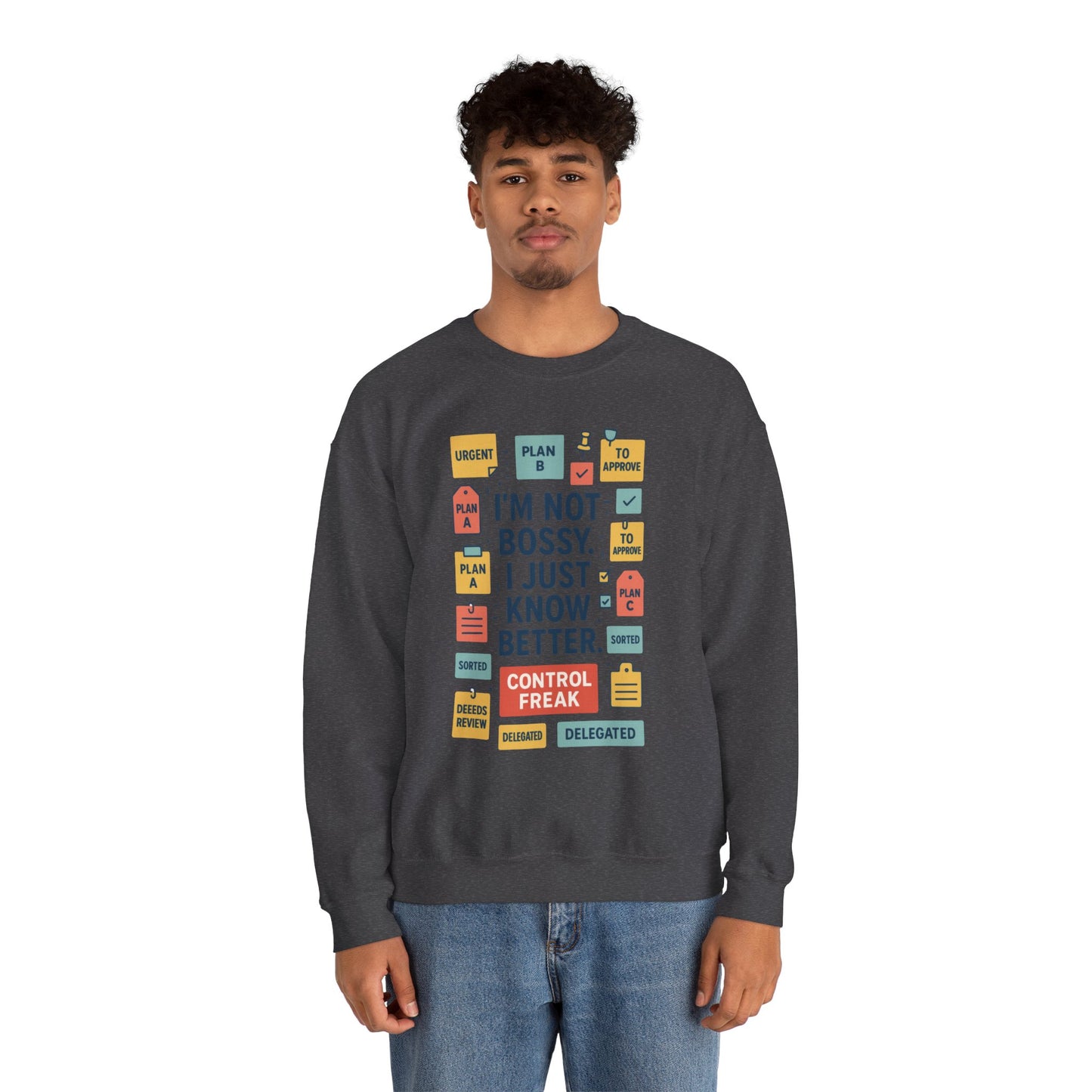 Funny Mens Control Freak Sweatshirt, Sarcastic Crewneck Gift for Him, Perfect Gift for Bossy Friends