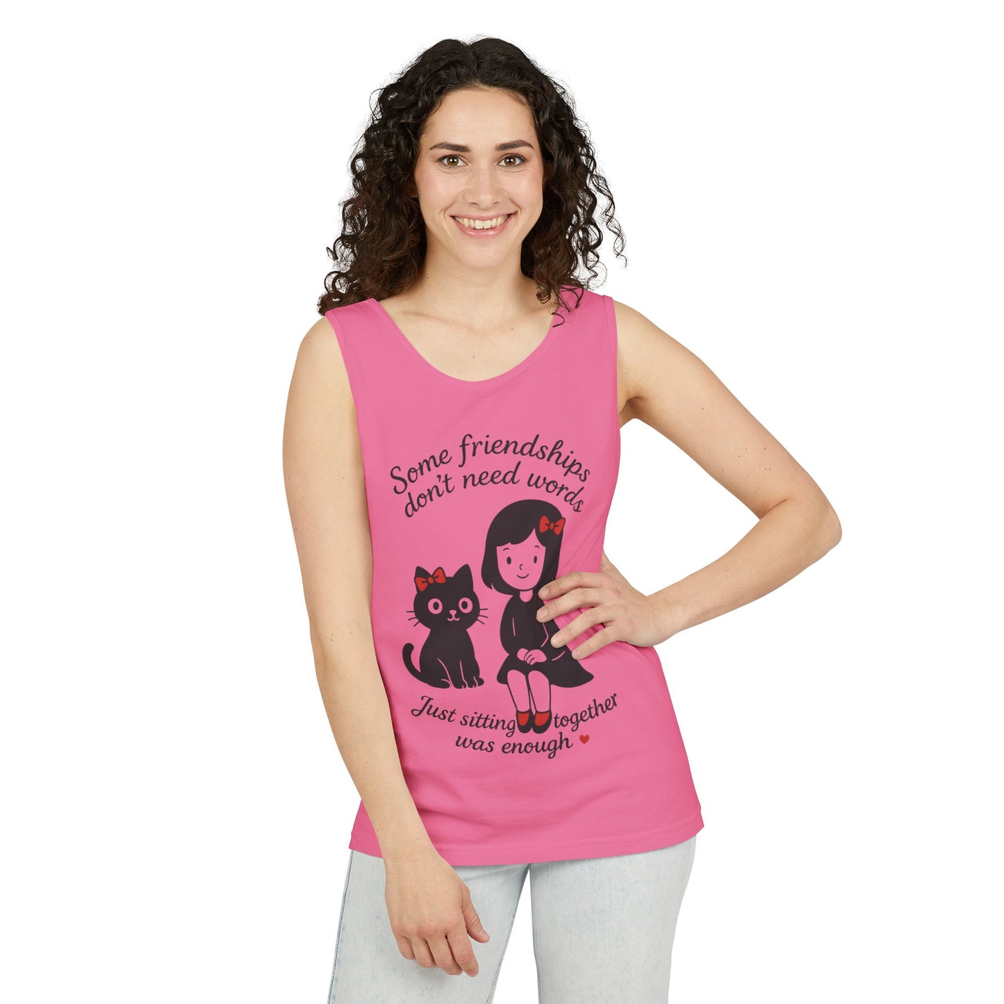 Friendship Tank Top, Cute Cat Lovers Gift, Womens Summer Apparel, Perfect for Casual Outings, Friendship Day, Cat Mom Tees