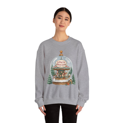 Holiday Café Christmas Sweatshirt, Warm Cocoa Snow Globe Pullover