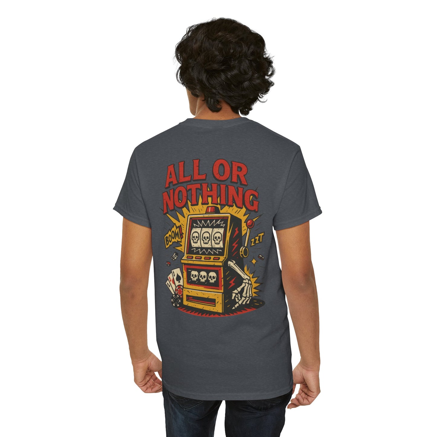 Mens Front Back print tee, Gambling Shirt, Casino Style Tee, Poker Lover Gift, Gaming Apparel, Slot Machine Graphic, Gambling Gift