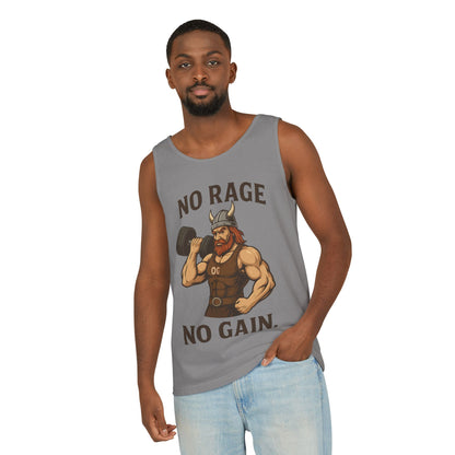 No Rage No Gain Viking Gym Tank Top, Funny Muscle Workout Tee, Barbarian Fitness Tank for Men, Gym Wear, Workout Gear, Casual Summer Outfit