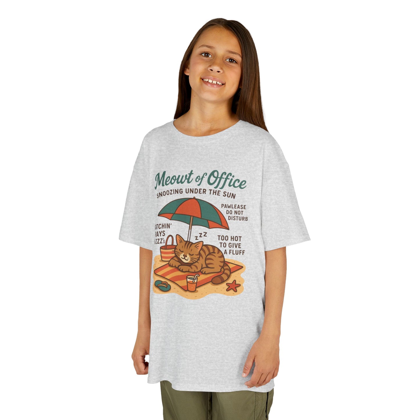 Kids Cat-Themed T-Shirt - Meowt of Office, Cute Summer Tee, Cat Lover Gift, Fun Playwear, Summer Beach Vacation Tee