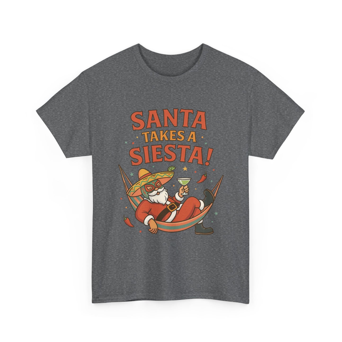 Santa Takes a Siesta Funny Christmas T-Shirt for Men, Mexican Santa Holiday Tee