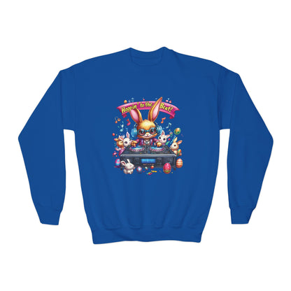 DJ Bunny Easter Kids Sweatshirt - Fun Music Bunny Crewneck for Spring, Hoppin' to the Beat Design, Cute Gift for Easter & Parties