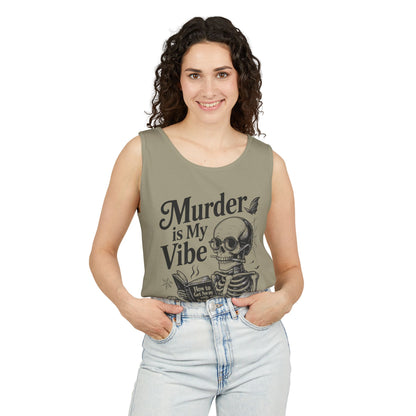 Murder Is My Vibe Tank Top, Mens Goth Tank, Halloween Clothing, Skeleton Graphic Tee, Cozy Casual Wear, Quirky Gift Idea