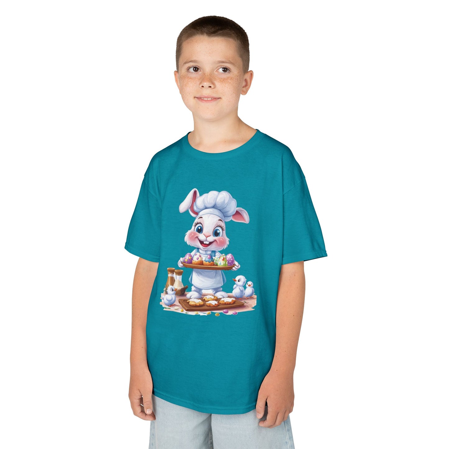 Easter Bunny Chef Kids T-Shirt, Cute Spring Baking Tee with Eggs, Toddler Easter Outfit, Bunny Holding Egg Tray Tee, Cute Animal Design