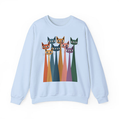 Colorful Cat Sweatshirt, Cozy Crewneck, Cat Lover Gift, Unisex Sweatshirt, Cute Animal Apparel, Fun Gift for Cat Owners