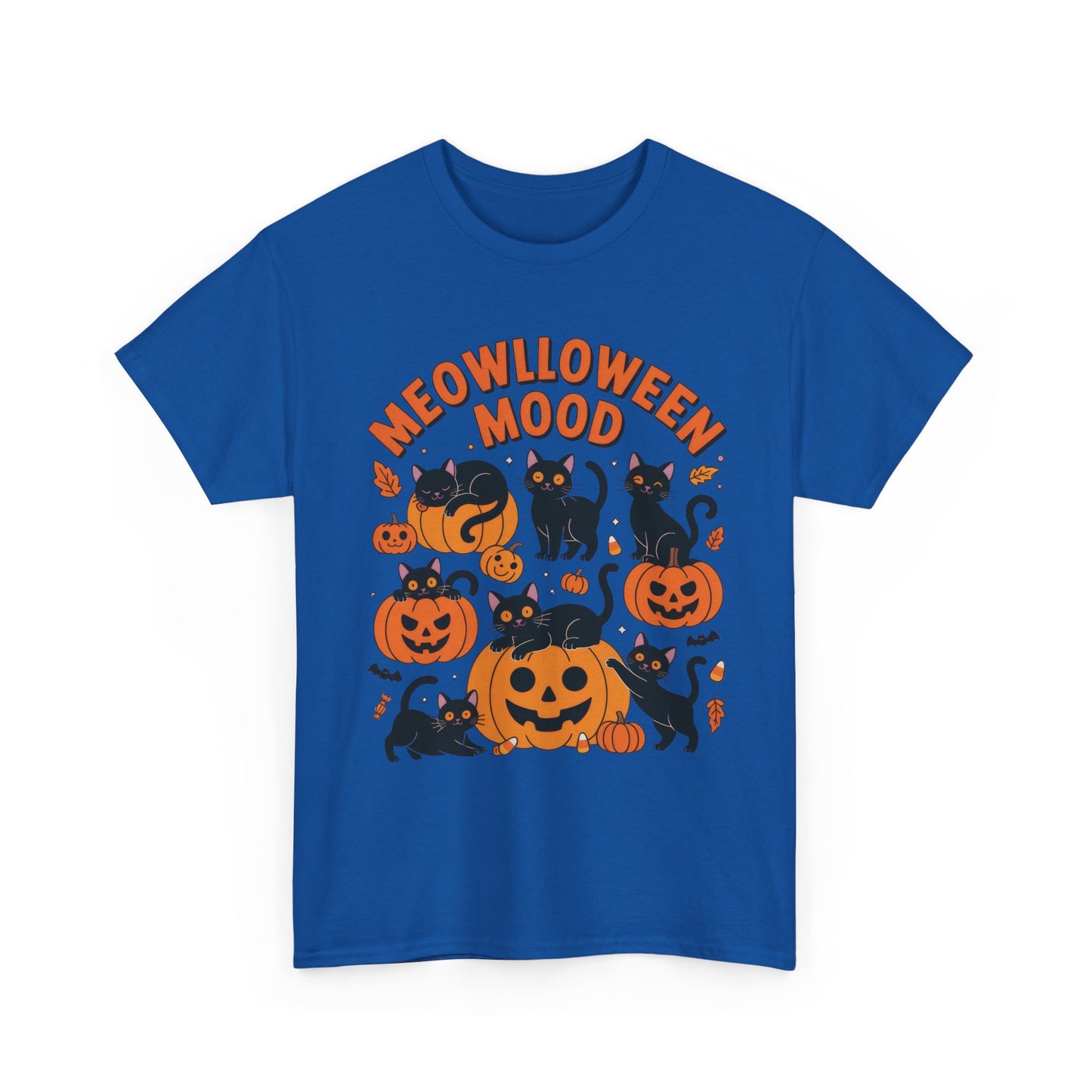 Meowlloween Mood Cat Shirt for Women, Cute Black Cat and Pumpkin Halloween Tee, Cozy Fall Kawaii Spooky Graphic Top, Cat Lover Gift