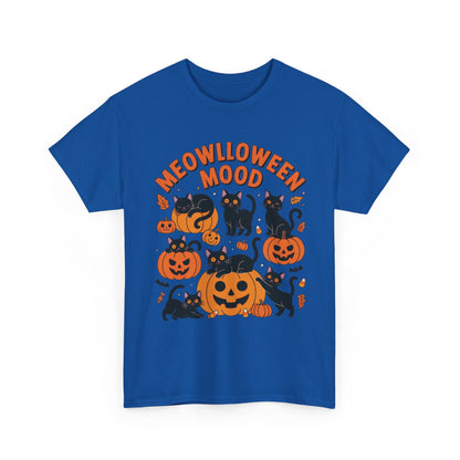 Meowlloween Mood Cat Shirt for Women, Cute Black Cat and Pumpkin Halloween Tee, Cozy Fall Kawaii Spooky Graphic Top, Cat Lover Gift