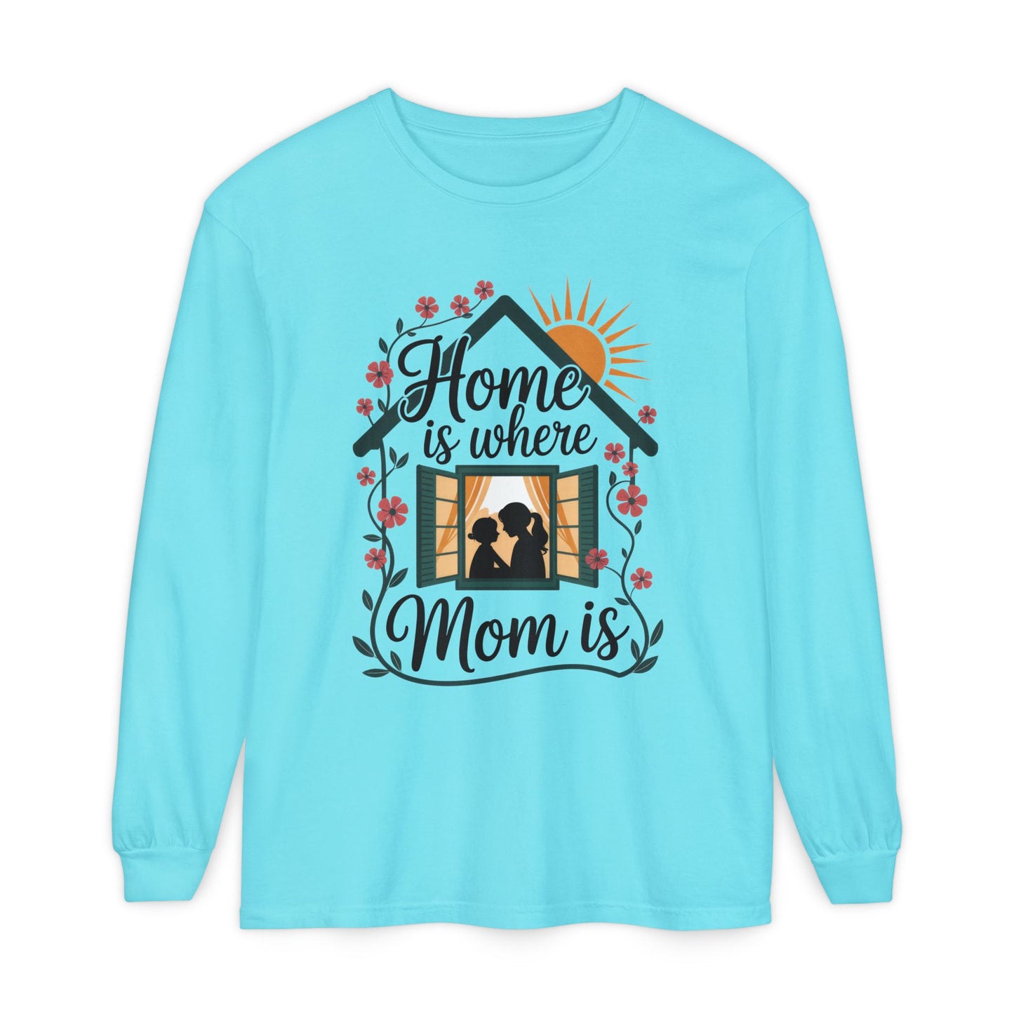Home Is Where Mom Is Long Sleeve T-Shirt, Mother's Day Cotton Shirt, Cute Family Gift for Mom, Sentimental Mom Gift, mother's day Gift
