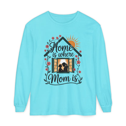 Home Is Where Mom Is Long Sleeve T-Shirt, Mother's Day Cotton Shirt, Cute Family Gift for Mom, Sentimental Mom Gift, mother's day Gift