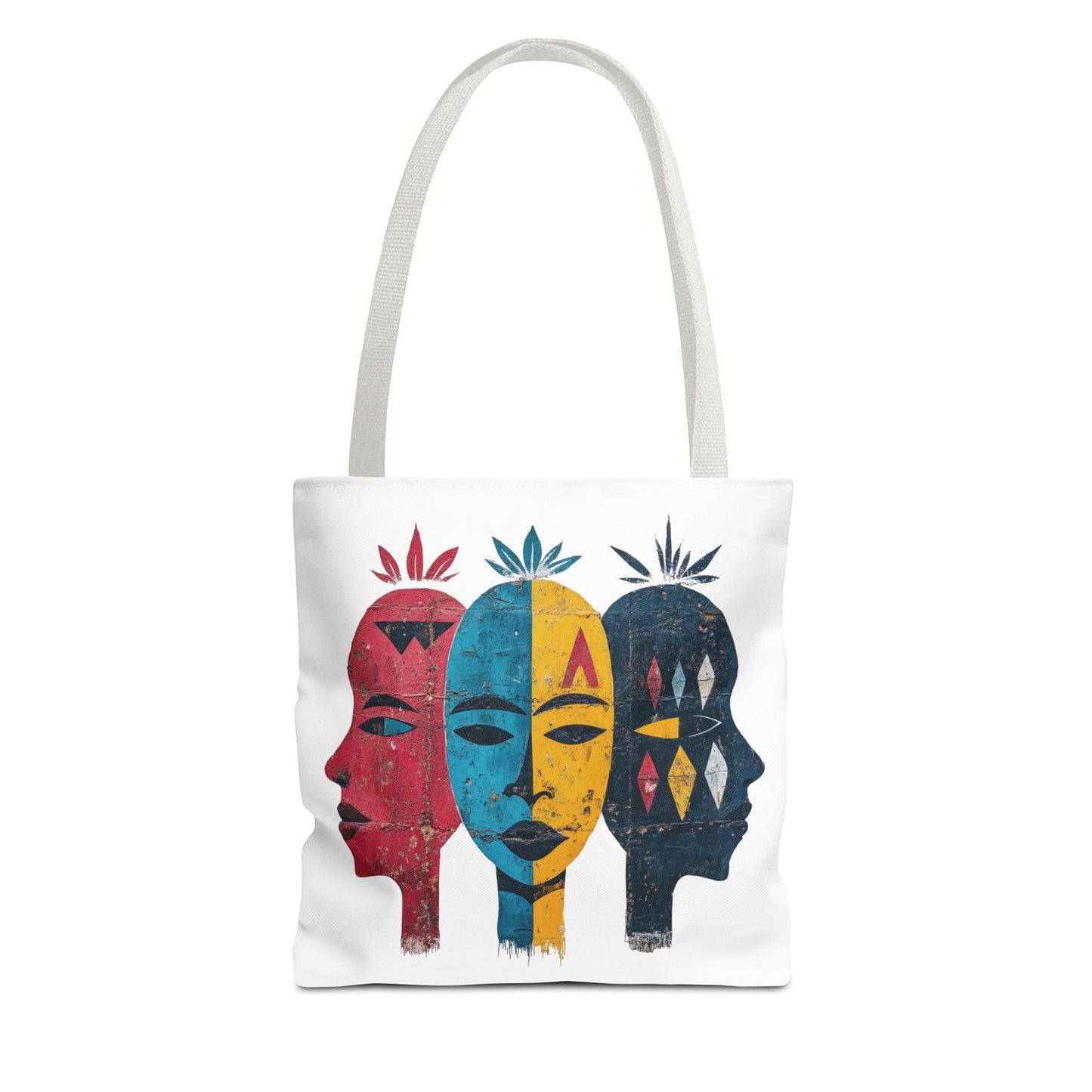 Artistic Tote Bag with Abstract Faces - Bohemian Style, Eco-Friendly Shopping Bag, Gift for Art Lovers, Unique Beach Bag, Festival Accessory
