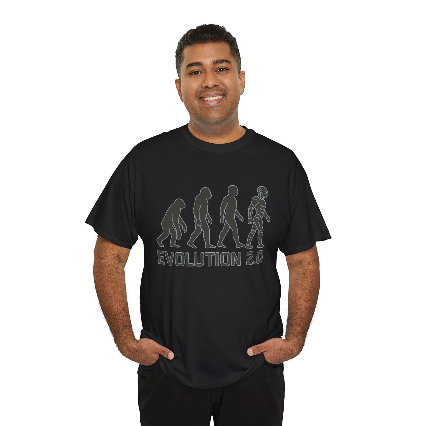 Evolution 2.0 Futuristic Robot Human Evolution T-Shirt, Cyberpunk Tech Graphic Tee for Men, Modern AI Inspired Sci-Fi Shirt