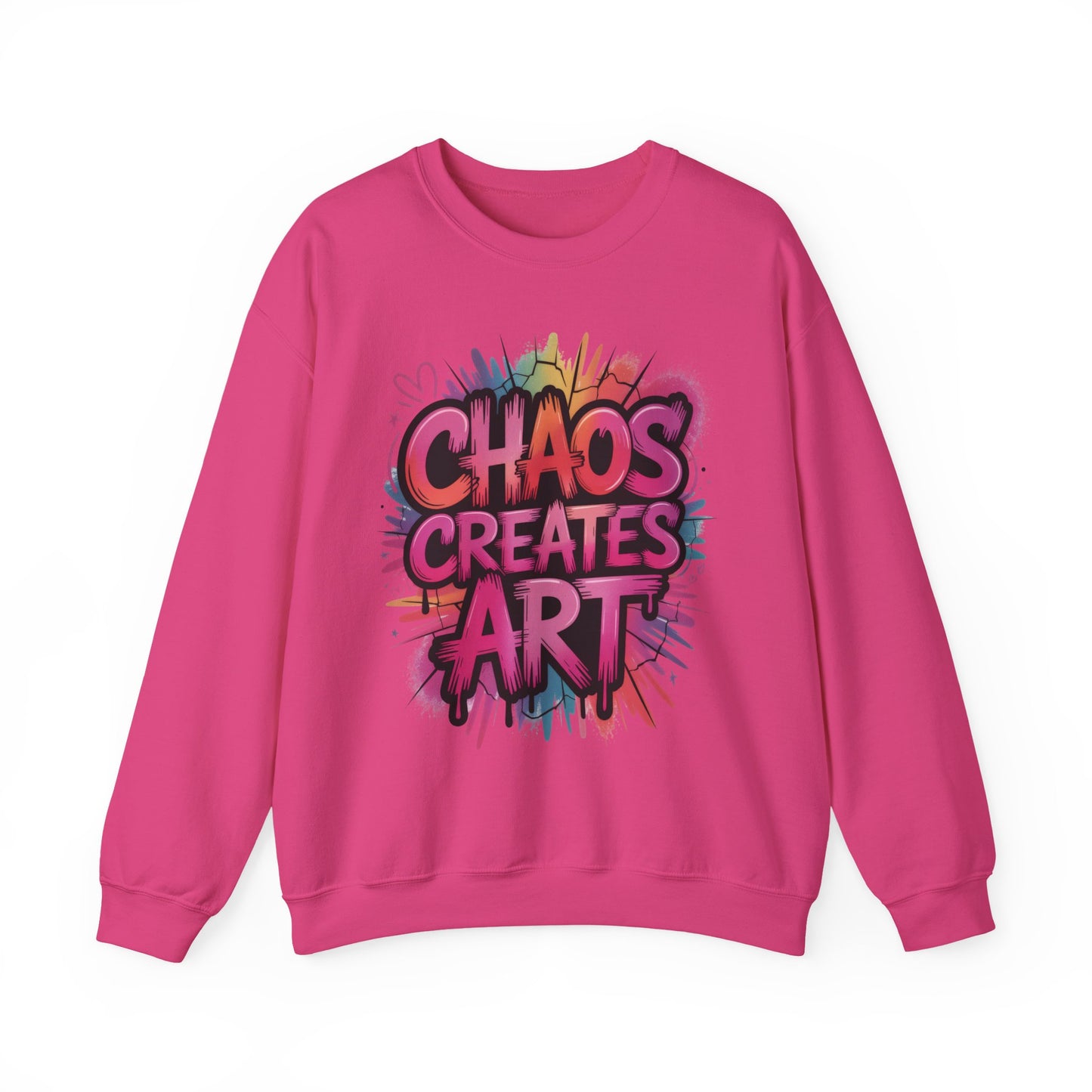 Women's Heavy Blend™ Crewneck Sweatshirt, Chaos Creates Art Graffiti Sweatshirt, Streetwear Sweatshirt