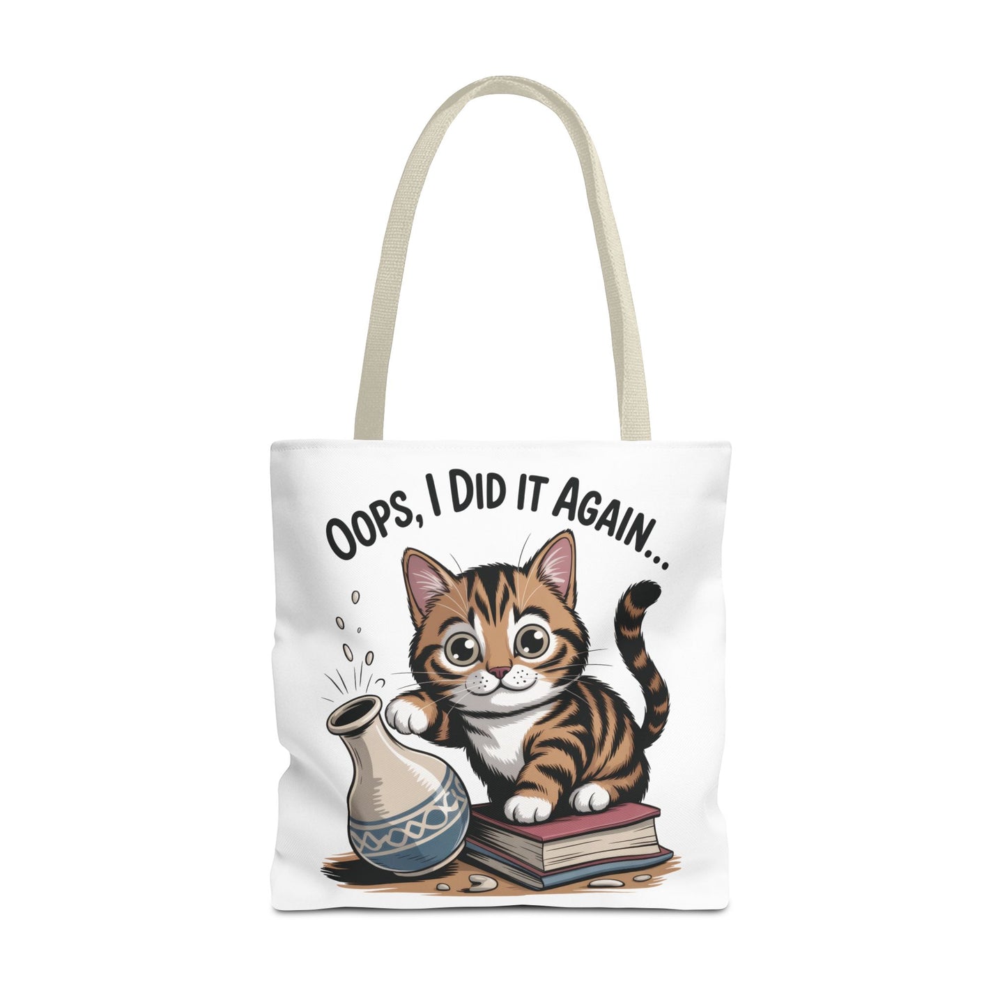 Cat-Themed Tote Bag, "Oops, I Did It Again", Perfect Gift for Cat Lovers, Pet Owners, Birthday, or Everyday Use, Large Tote Bag, beach bag