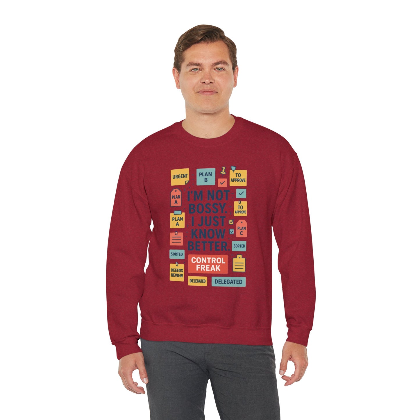 Funny Mens Control Freak Sweatshirt, Sarcastic Crewneck Gift for Him, Perfect Gift for Bossy Friends