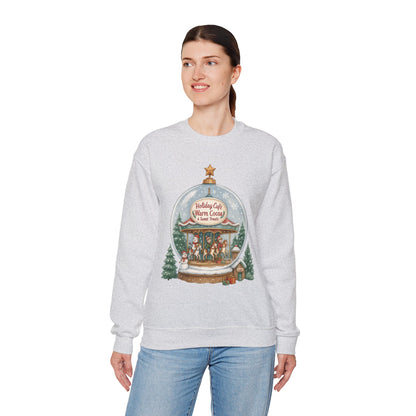 Holiday Café Christmas Sweatshirt, Warm Cocoa Snow Globe Pullover