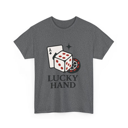 Lucky Hand Unisex Heavy Cotton Tee, Gambling Shirt, Casino Wear, Good Luck Gift, Poker T-Shirt, Casual Vintage Style