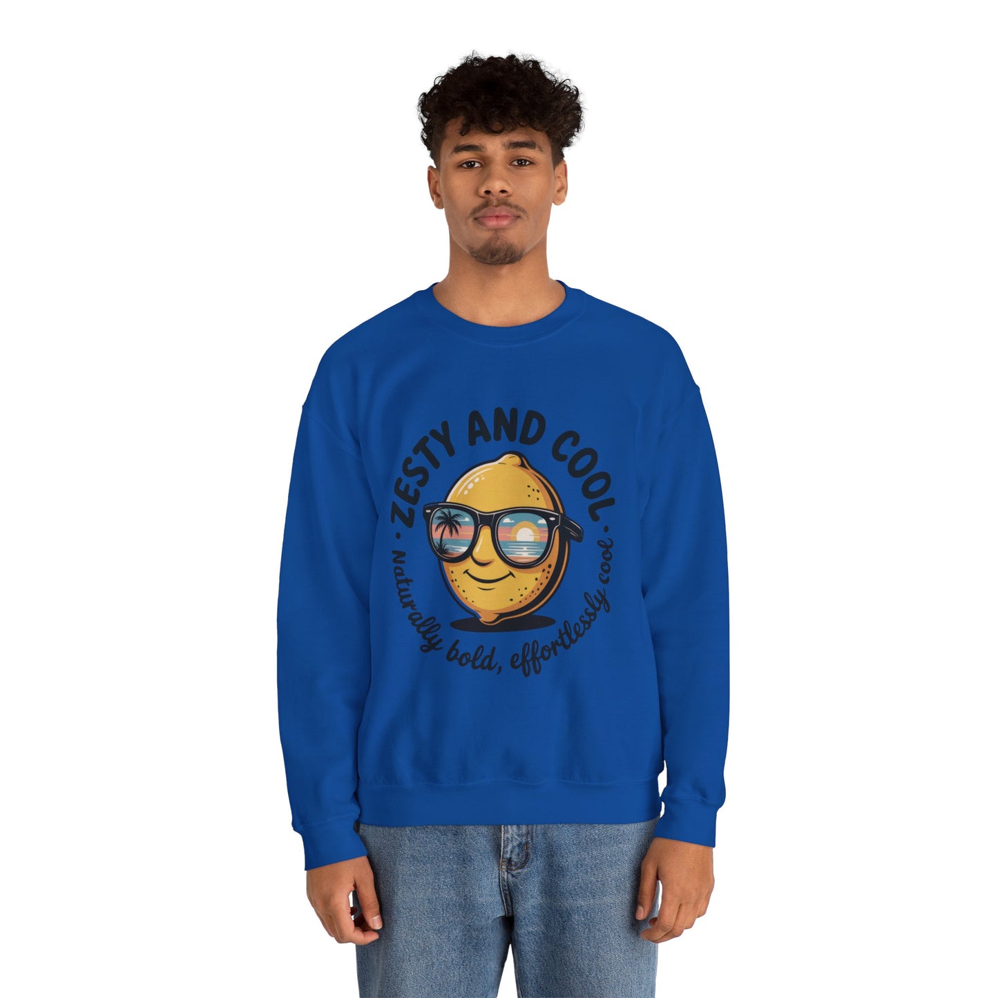 Zesty Lemon Mens Crewneck Sweatshirt - Fun Gift for Friends, Cool Casual Style, Summer Vibes, Mens Graphic Apparel, Perfect for Relaxing