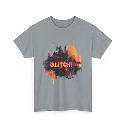 Glitch Art Unisex Heavy Cotton Tee, Trendy Graphic Top, Gift for Tech Lovers, Abstract Street Style Graphic Tee,Techcore Aesthetic Shirt