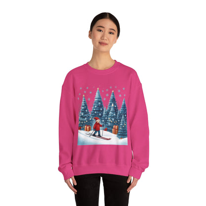 Womens Christmas Skiing Sweatshirt, Cozy Winter Holiday Pullover, Women's Heavy Blend™ Crewneck Sweatshirt