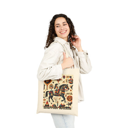 Warrior Within Cotton Canvas Tote Bag, Boho Tote, Eco-Friendly Bag, Gift for Her, Travel Accessory, Art Print Bag