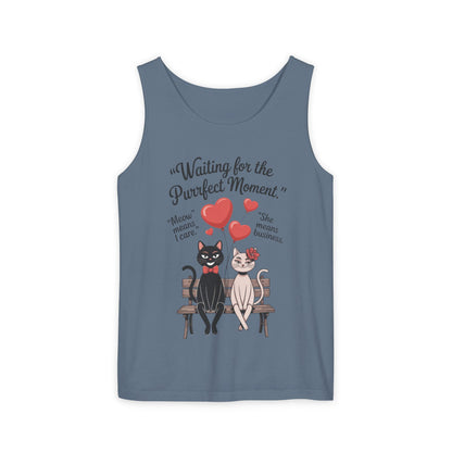 Cute Cat Lovers Tank, Womens Heavy Cotton Tank Top for Pet Owners, Funny Cat Tee, Gift for Cat Lovers, Casual T-Shirt, Animal Art Tee