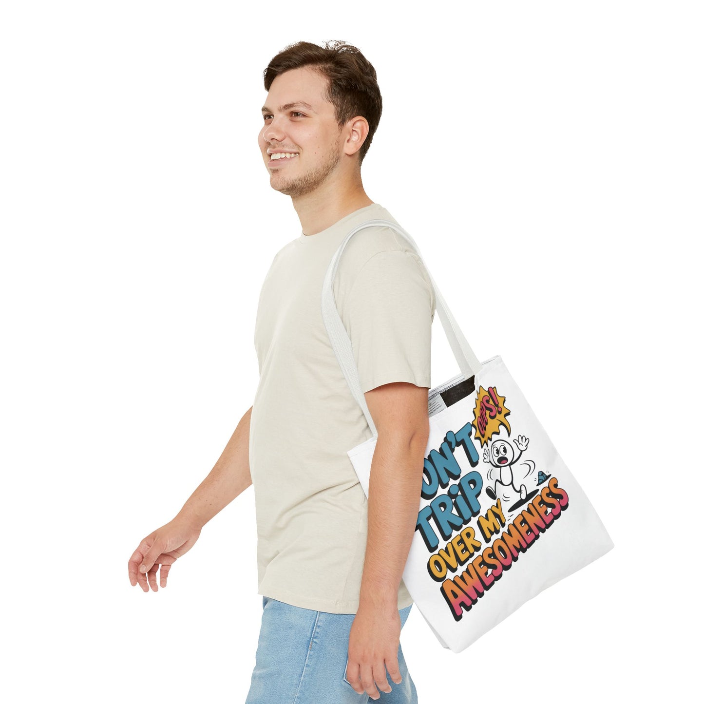 Funny Tote Bag - "Don't Trip Over My Awesomeness" - Perfect for Gifts, Beach Days, Shopping, & More!, , Large Tote Bag, beach weekender bag