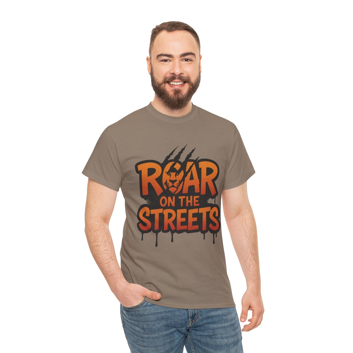 Roar on the Streets Lion Graphic Mens Urban T-Shirt, Lion Shirt