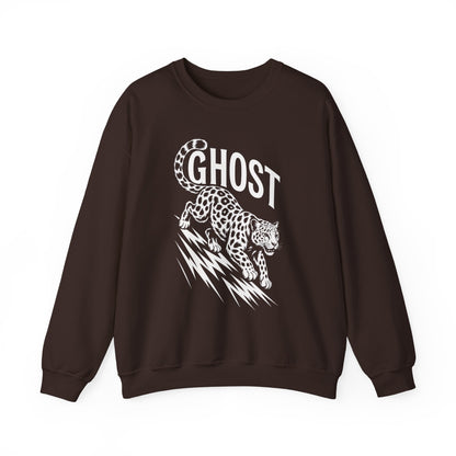 Ghost Leopard Crewneck Sweatshirt, Unisex Fashion, Cozy Casual Wear, Graphic Sweatshirt, Wild Animal Art, Gift for Animal Lovers