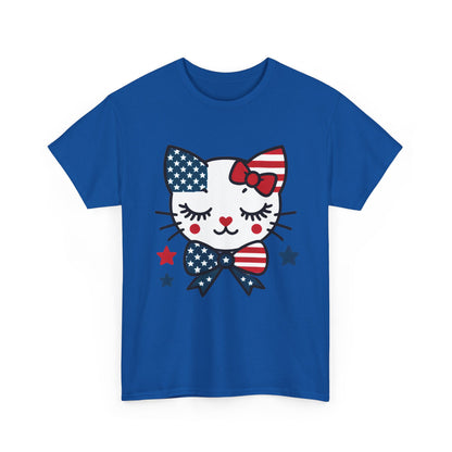 Patriotic Cat Women's Tee, Cute Cat Shirt, Women's T-Shirt, July 4th Outfit, Independence Day Gift, Animal Lover Apparel