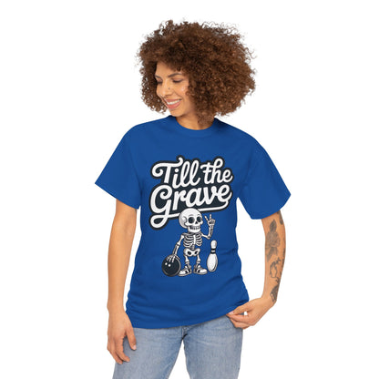 Funny Skeleton Bowling Womens Tee, Till the Grave, Funny Shirt, Halloween Gift, Skull Graphic, Casual Wear, Sporty Style