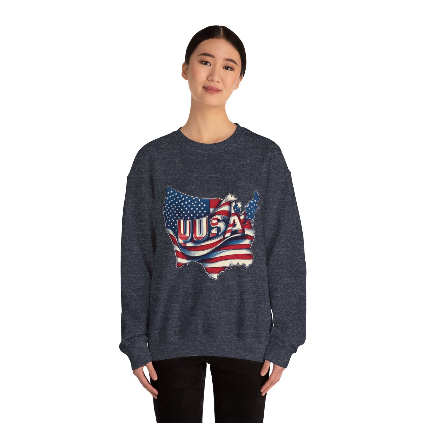 Patriotic USA Crewneck Sweatshirt, Unisex Sweatshirt, American Flag Apparel, Casual Comfort, Great for Independence Day and Holidays