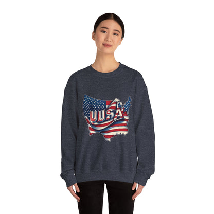 Patriotic USA Crewneck Sweatshirt, Unisex Sweatshirt, American Flag Apparel, Casual Comfort, Great for Independence Day and Holidays