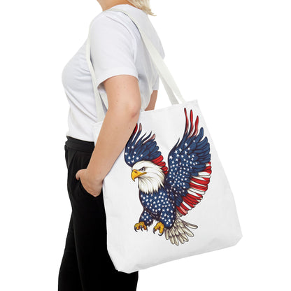 Patriotic Eagle Tote Bag, AOP, Perfect for July 4th, Festivals, Eco-Friendly Shopping, Gift for Nature Lovers, large canvas bag, beach bag