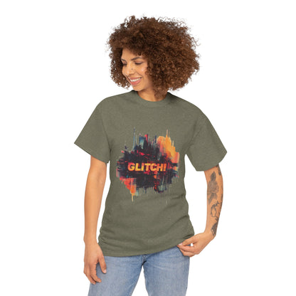Glitch Art Unisex Heavy Cotton Tee, Trendy Graphic Top, Gift for Tech Lovers, Abstract Street Style Graphic Tee,Techcore Aesthetic Shirt