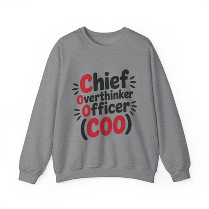 Chief Overthinker Officer Women's Sweatshirt, COO Funny Office Humor Graphic Pullover, Women's Heavy Blend™ Crewneck Sweatshirt