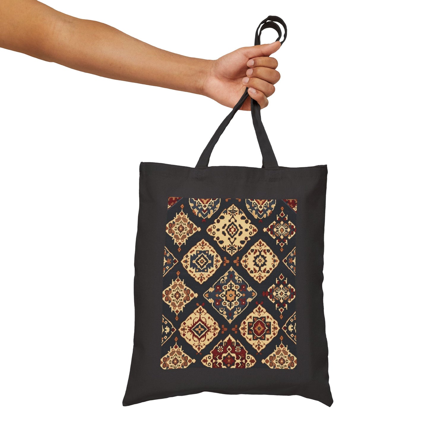 Bohemian Pattern Cotton Canvas Tote Bag, Eco-Friendly Shopping Bag, Art Tote, Beach Bag, Gift for Her, Market Tote