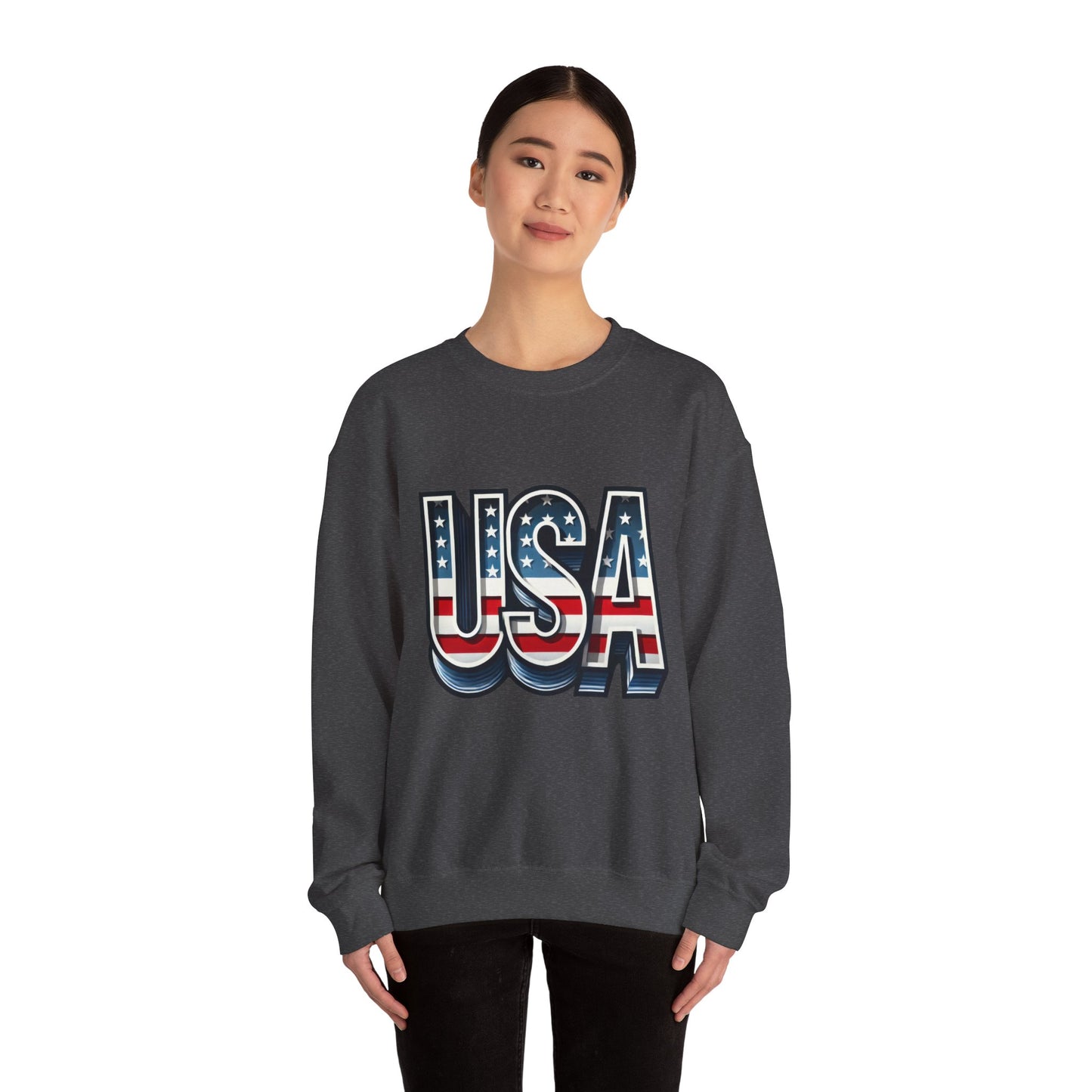 USA Patriotic Crewneck Sweatshirt for All Seasons, Cozy Sweatshirt for Independence Day, Casual Wear, Gift for Friends and Family