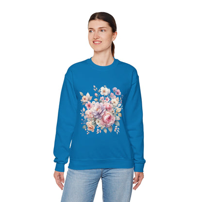 Floral Crewneck Sweatshirt, Cozy Floral Sweatshirt for Spring, Gift for Her, Women's Floral Top, Pastel Floral Sweatshirt